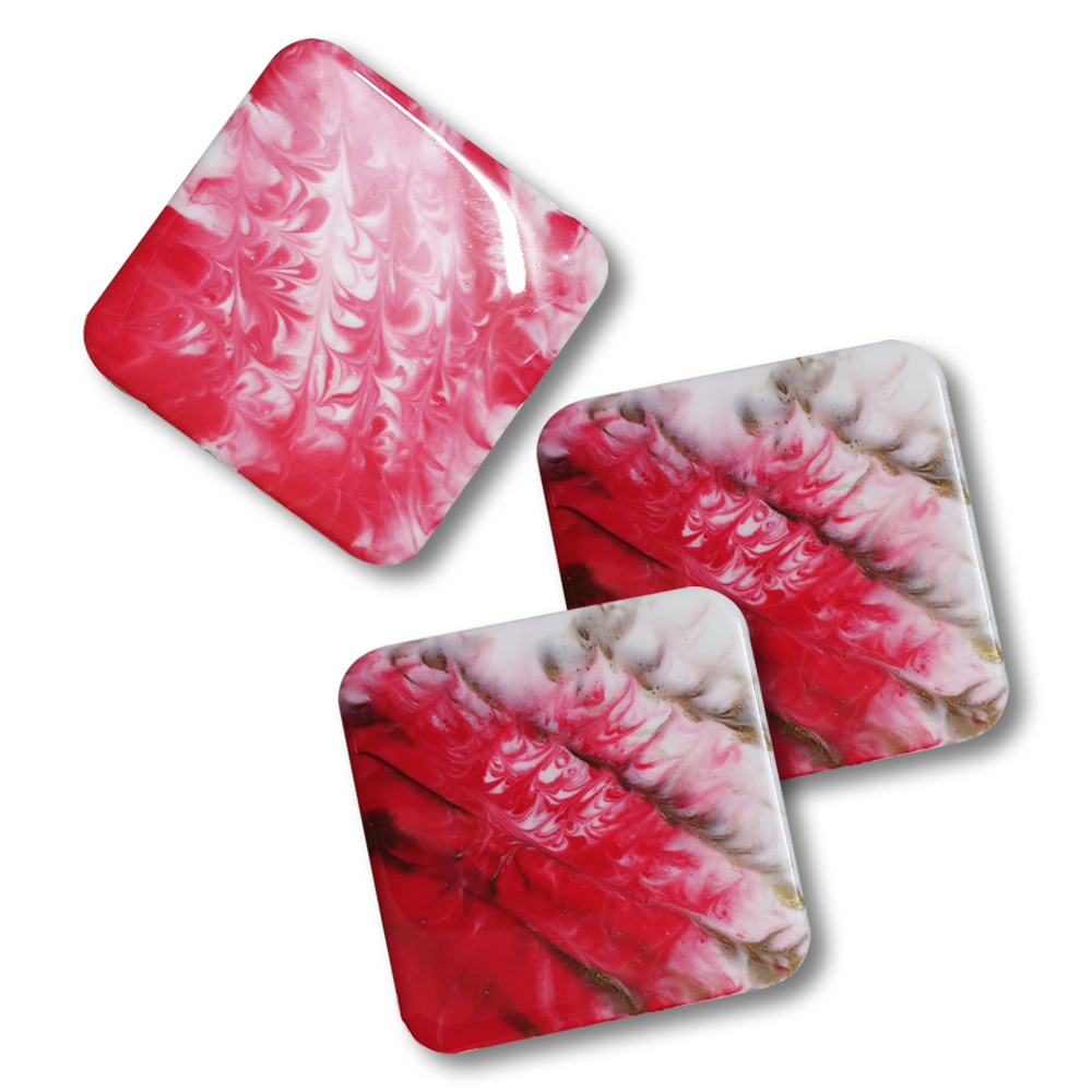 Resin Art on Square Tea Coasters with Stand DIY Kit by Penkraft